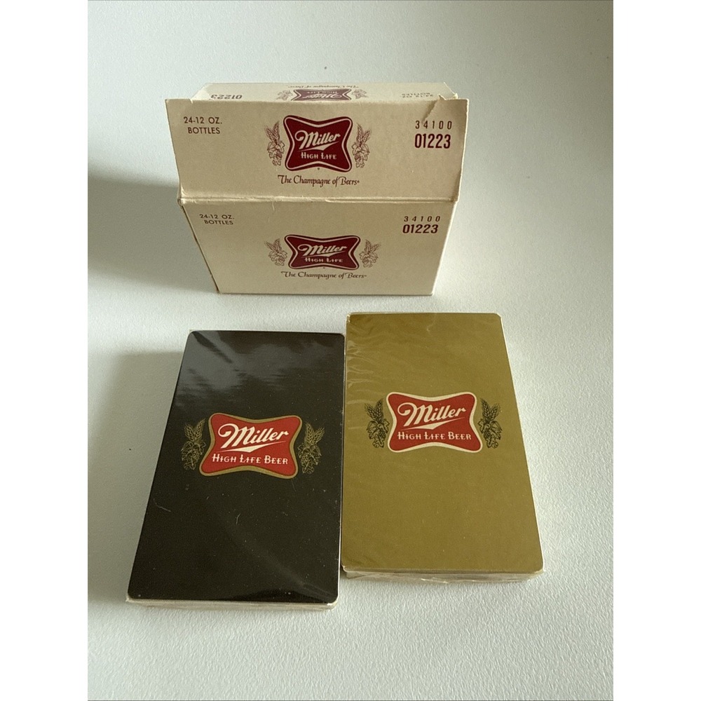 Rare Miller High Life Playing Cards Set Of 2 - New Sealed In Mini Beer Case